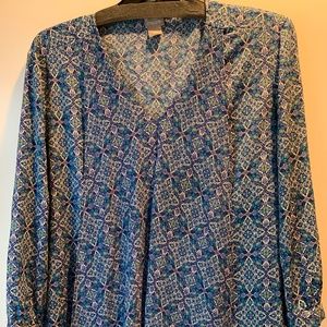 Blue Flowy Blouse